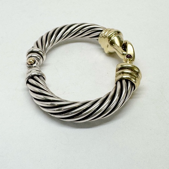 David Yurman 10mm Gold Buckle Sterling Silver Bracelet - Picture 5 of 11